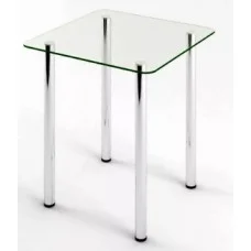 Glass dining table D-02-0 with tempered glass and chrome legs